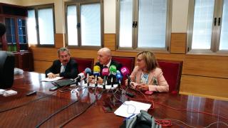 El presidente del TSJ de Castilla-La Mancha, Vicente Rouco, durante su comparecencia ante los medios de comunicación